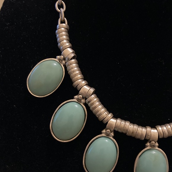 Stainless Steel Necklace with Robin Egg Blue Stones - Picture 4 of 8